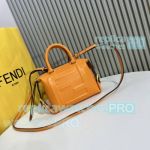 Replica Fend1 Nappa FF Mini Orange Cube Bag Gold-tone Metal